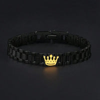 Men Black Stainless Steel Crown Bracelet