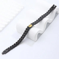 Men Black Stainless Steel Crown Bracelet