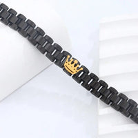 Men Black Stainless Steel Crown Bracelet