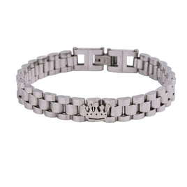 Men Silver Stainless Steel Crown Bracelet