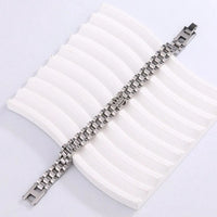 Men Silver Stainless Steel Crown Bracelet