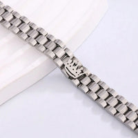 Men Silver Stainless Steel Crown Bracelet