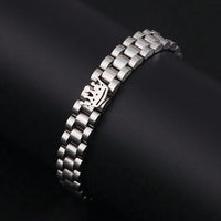 Men Silver Stainless Steel Crown Bracelet