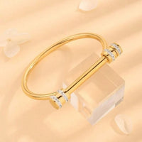 Women Stainless Steel Rhinestone Bangle Bracelet