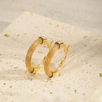 Women Vintage Stainless Steel Round Hoop Earrings