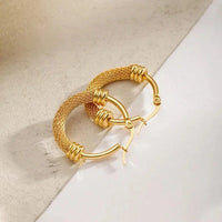 Women Vintage Stainless Steel Round Hoop Earrings