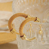 Women Vintage Stainless Steel Round Hoop Earrings