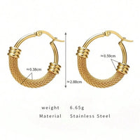 Women Vintage Stainless Steel Round Hoop Earrings