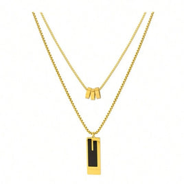 1Pc Double-layer Stainless Steel High-end Necklace