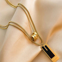 1Pc Double-layer Stainless Steel High-end Necklace