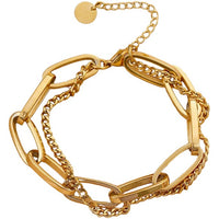 Women Stainless Steel Double Layer Chain Bracelet