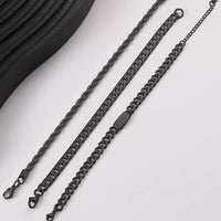 3Pcs Men Stainless Steel Black Bracelets Set