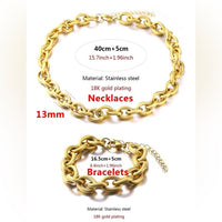 Women Stainless Steel Choker Necklace & Bracelet Set