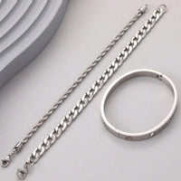 3Pcs Men Fashionable Simple Stainless Steel Bracelets