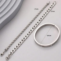 3Pcs Men Fashionable Simple Stainless Steel Bracelets