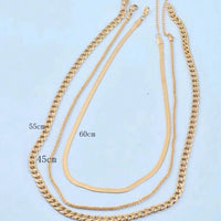 3Pcs Men Stainless Steel Gold Color Necklace Set