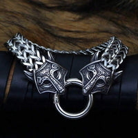 Men Stainless Steel Nordic Head Link Bracelet