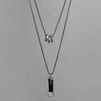 2Pcs Set Unisex Stainless Steel Necklace Set