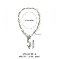 Men Stainless Steel Silver Buckle Chain Necklace