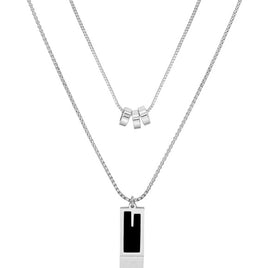 2Pcs Set Unisex Stainless Steel Necklace Set