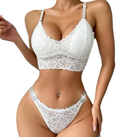 Women White Lace Lingerie Set