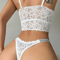 Women White Lace Lingerie Set