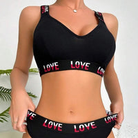 Letter Tape Panel Bra & Pantie Set