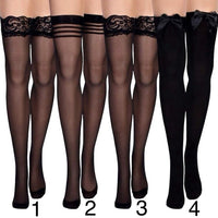 Women Silk Thigh High Lace Silicone Stocking