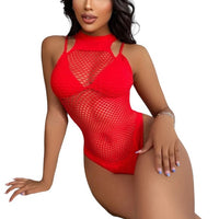 Classic Sexy Fishnet Mesh Cut Out Teddy Bodysuit Without Liner