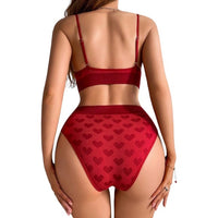 Women Heart Print Bra & Brief Set