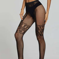 Women Flower Pattern Fishnet Tight Stocking