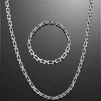 Stainless Steel Hollow Bone Joint Necklace & Bracelet Set