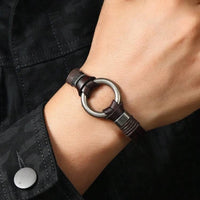 Men Rock Style Metallic Ring Simple Bracelet