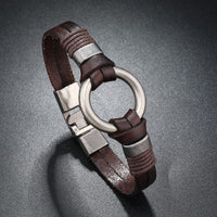 Men Rock Style Metallic Ring Simple Bracelet