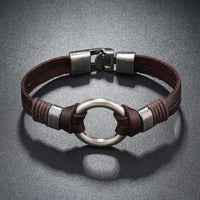 Men Rock Style Metallic Ring Simple Bracelet