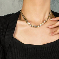 Women Stainless Steel Snake Chain Necklace & Bracelet Set