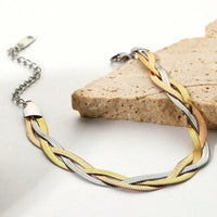 Women Stainless Steel Snake Chain Necklace & Bracelet Set