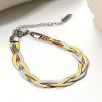 Women Stainless Steel Snake Chain Necklace & Bracelet Set