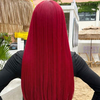 26 Inches Synthetic Red Straight Wig