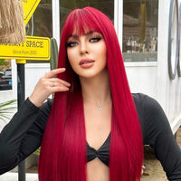 26 Inches Synthetic Red Straight Wig