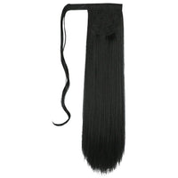 22 Inches Black Long Synthetic Wrapped Ponytail Extension