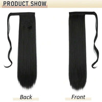 22 Inches Black Long Synthetic Wrapped Ponytail Extension