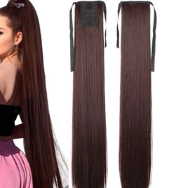 34 Inches Dark Brown Synthetic Ponytail Long Extension