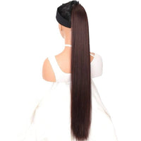 34 Inches Dark Brown Synthetic Ponytail Long Extension