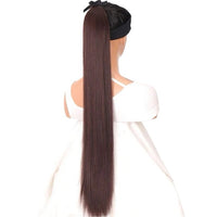 34 Inches Dark Brown Synthetic Ponytail Long Extension