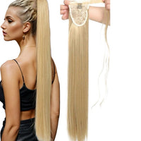 34 Inches Synthetic Linen Gold Ponytail Straight Extension