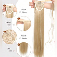 34 Inches Synthetic Linen Gold Ponytail Straight Extension