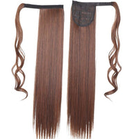 34 Inches Light Brown Synthetic Straight Ponytail Extension