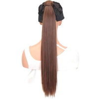 34 Inches Light Brown Synthetic Straight Ponytail Extension