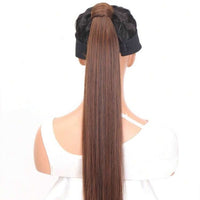 34 Inches Light Brown Synthetic Straight Ponytail Extension